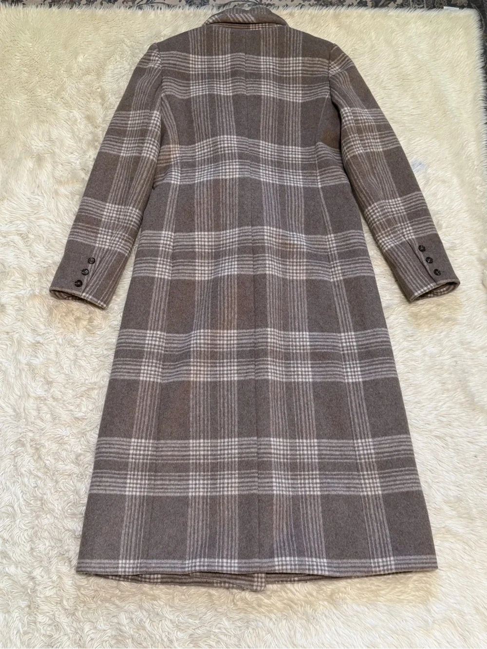 Reformation York Double Breasted Plaid Coat - Size Medium